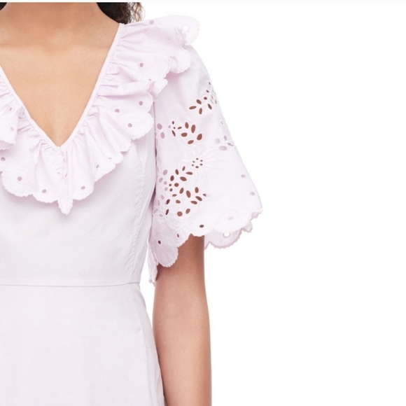 Rebecca Taylor La Vie Lavendar Eyelet Puff Sleeve Cottagecore Dress - Picture 4 of 11